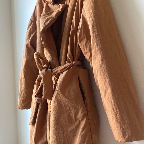 kimono cocoon duvet wrap coat oversized puffer jacket robe belted belt pumpkin s - Picture 3 of 10